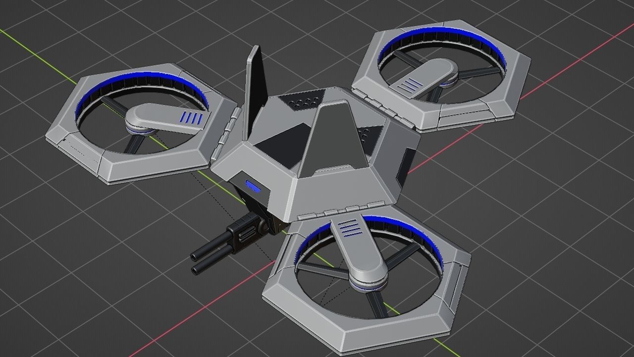 COMBAT DRONE rigged 3D model_27