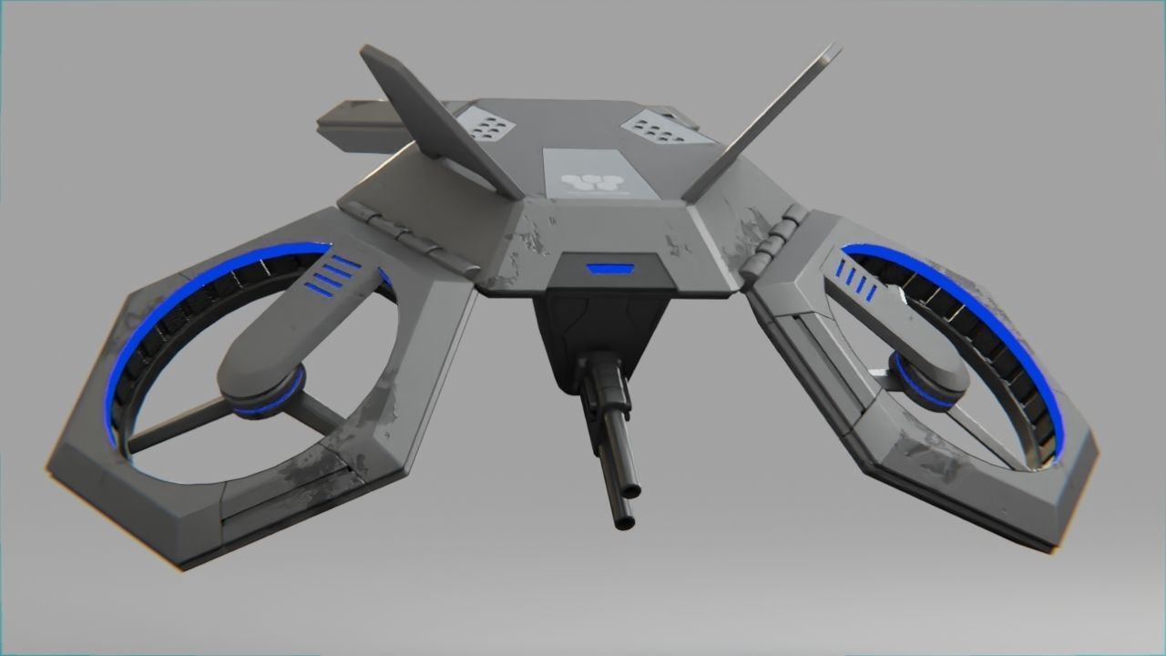 COMBAT DRONE rigged 3D model_10