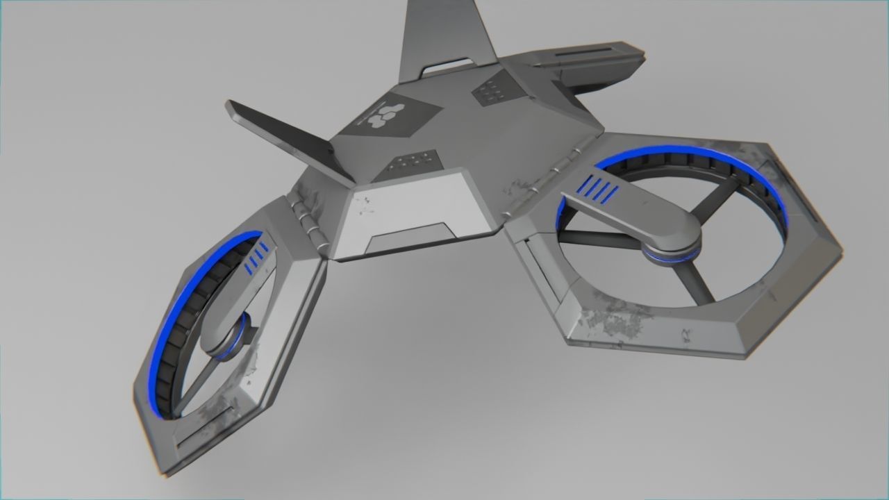 COMBAT DRONE rigged 3D model_14