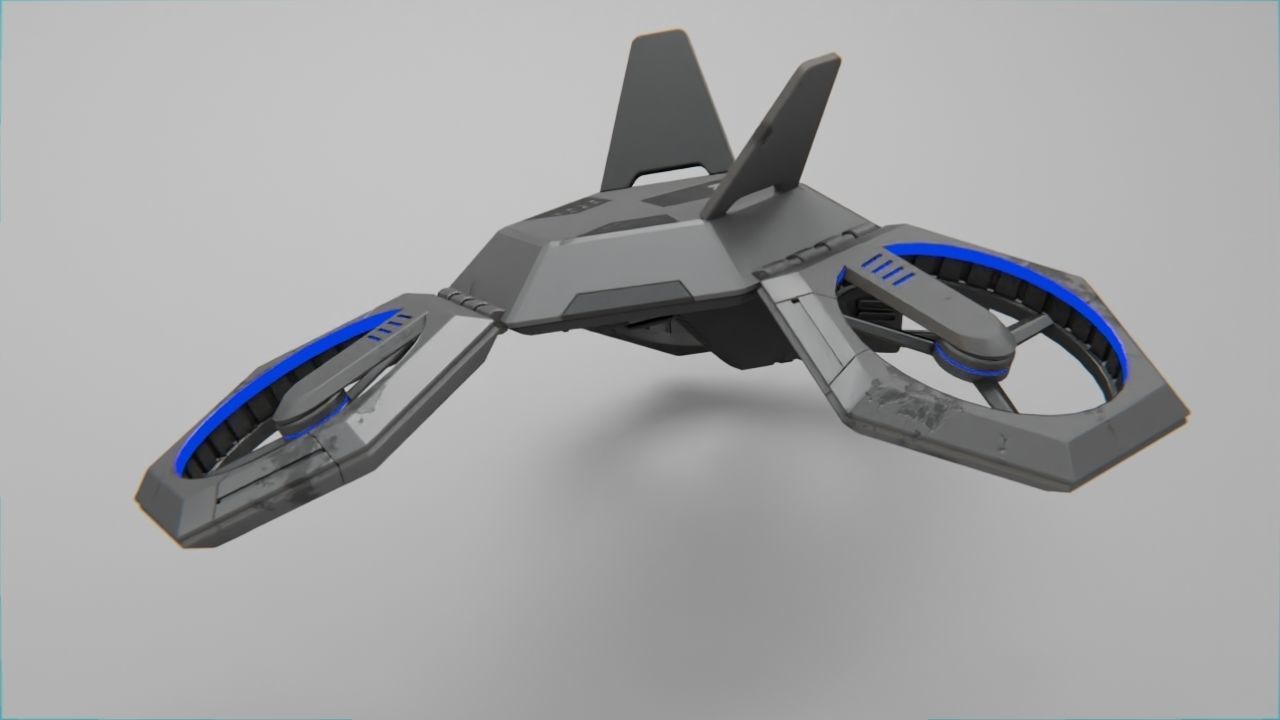 COMBAT DRONE rigged 3D model_8