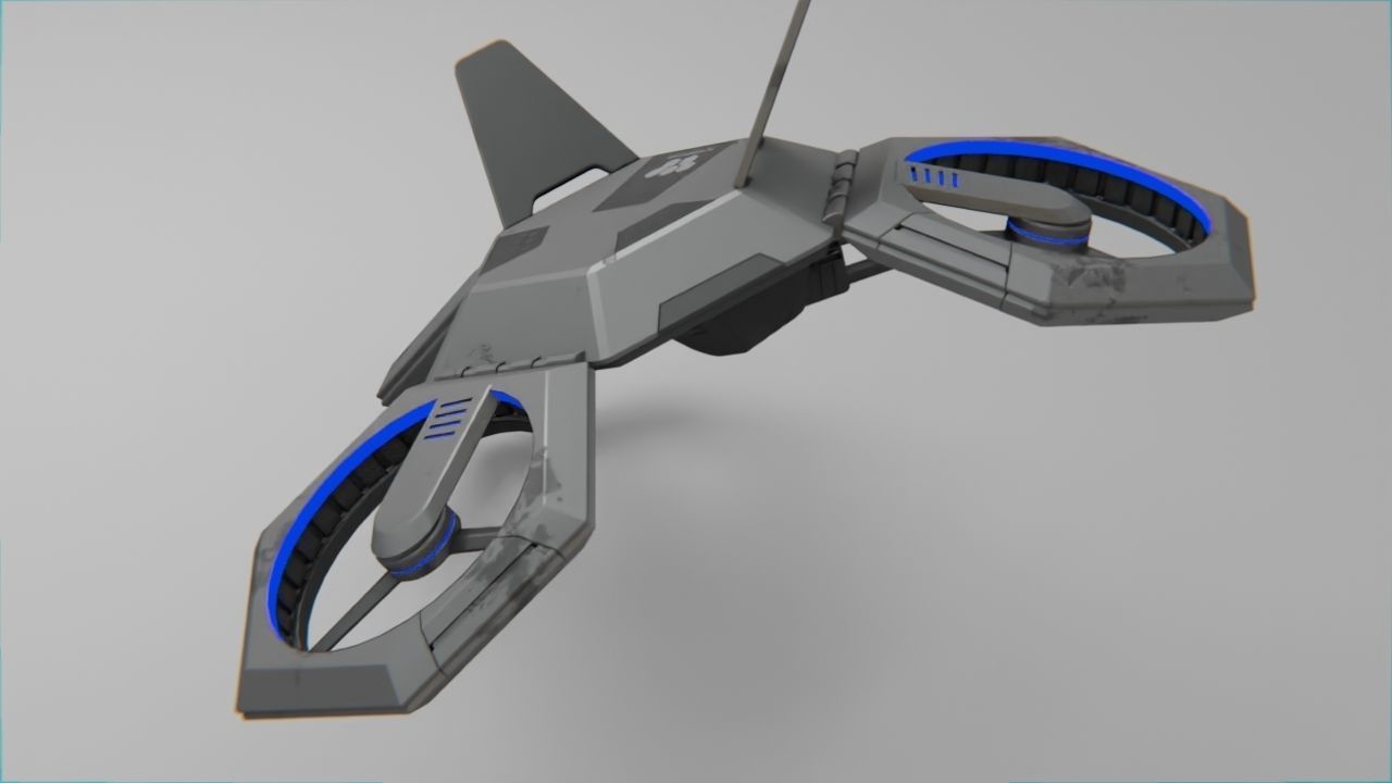 COMBAT DRONE rigged 3D model_7