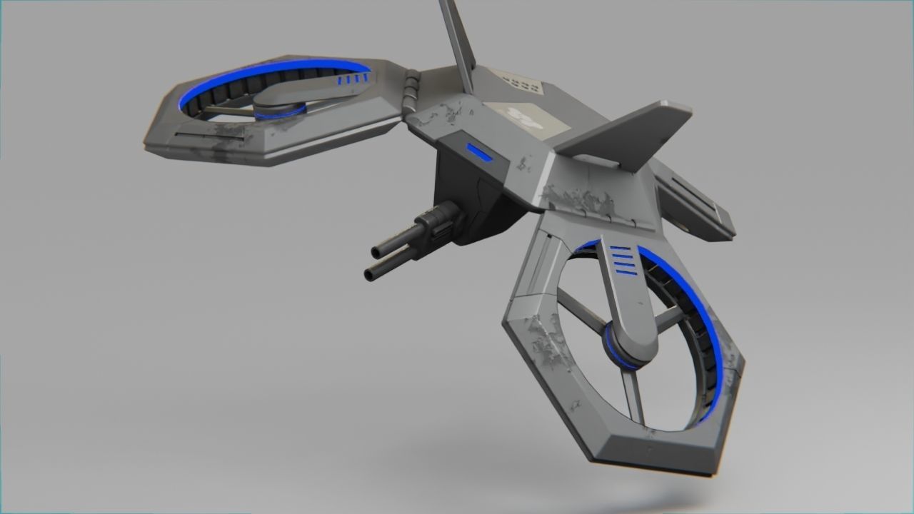 COMBAT DRONE rigged 3D model_1