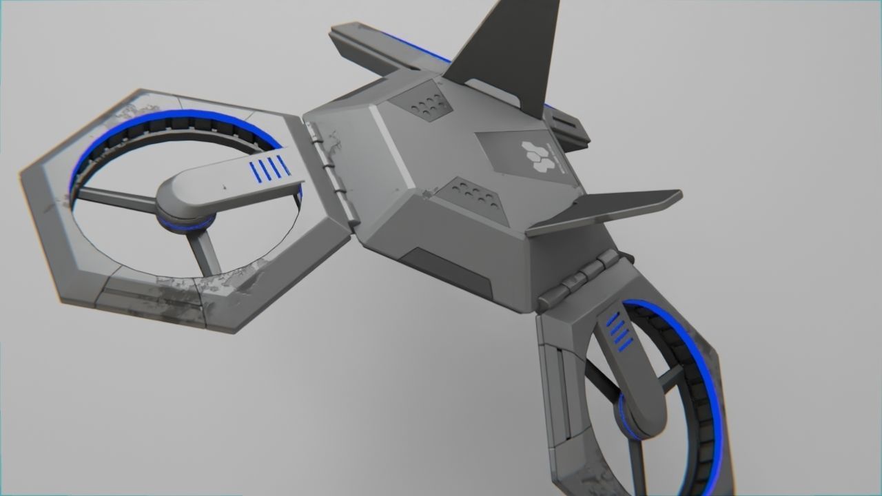 COMBAT DRONE rigged 3D model_17