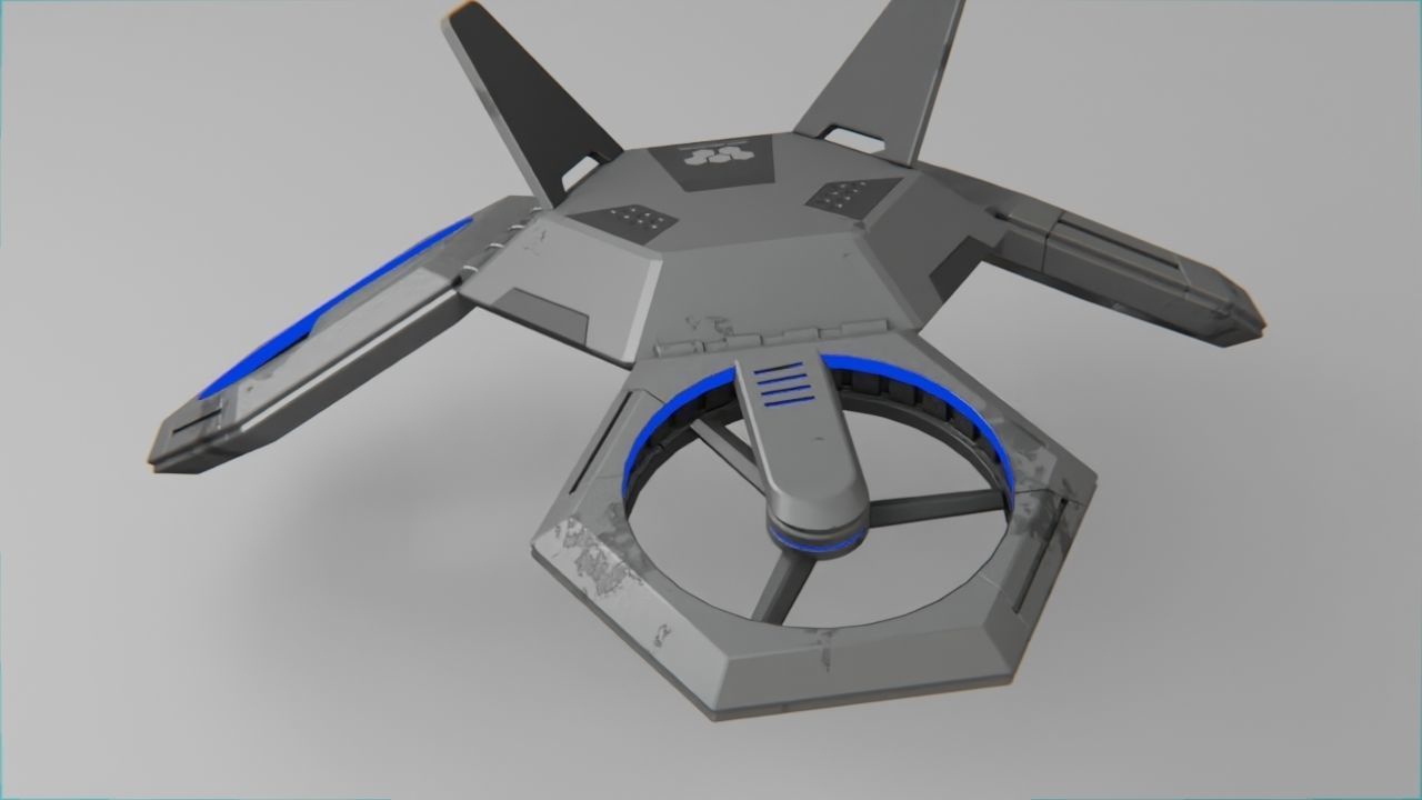 COMBAT DRONE rigged 3D model_15