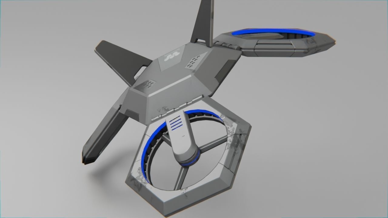 COMBAT DRONE rigged 3D model_6
