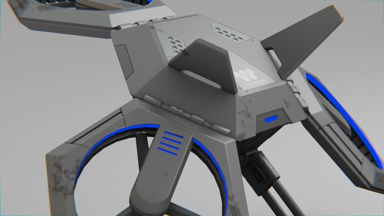 COMBAT DRONE rigged 3D model_18