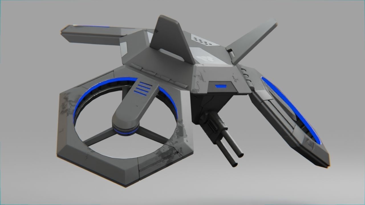 COMBAT DRONE rigged 3D model_9