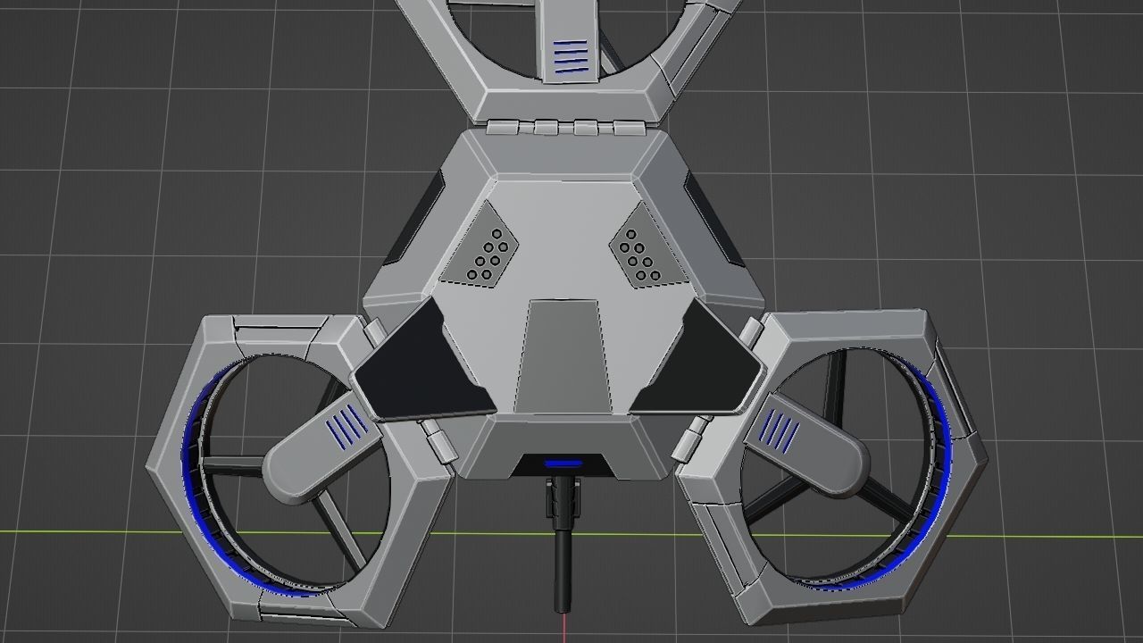 COMBAT DRONE rigged 3D model_29