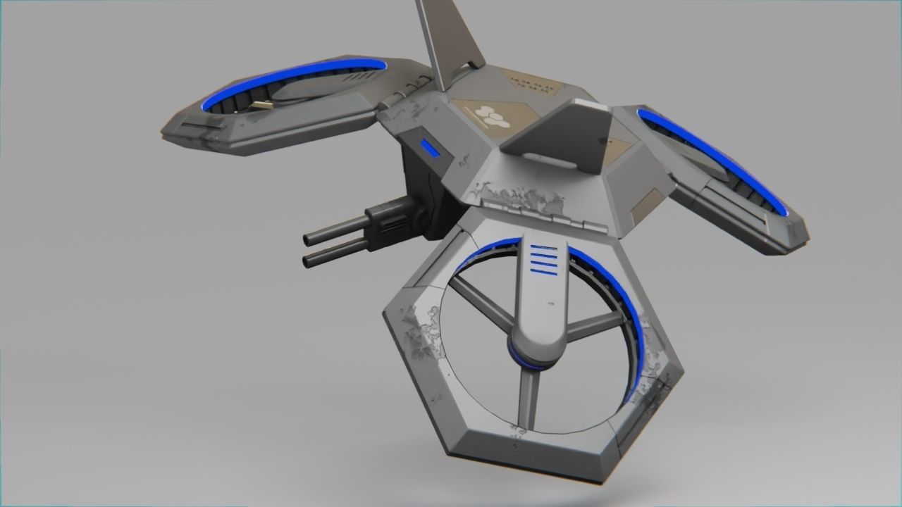 COMBAT DRONE rigged 3D model_2