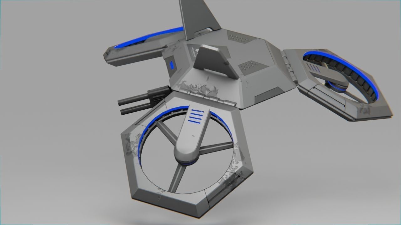 COMBAT DRONE rigged 3D model_3