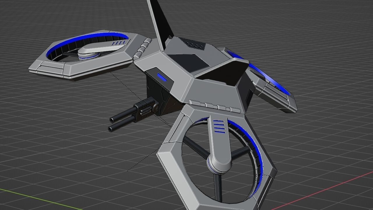 COMBAT DRONE rigged 3D model_21