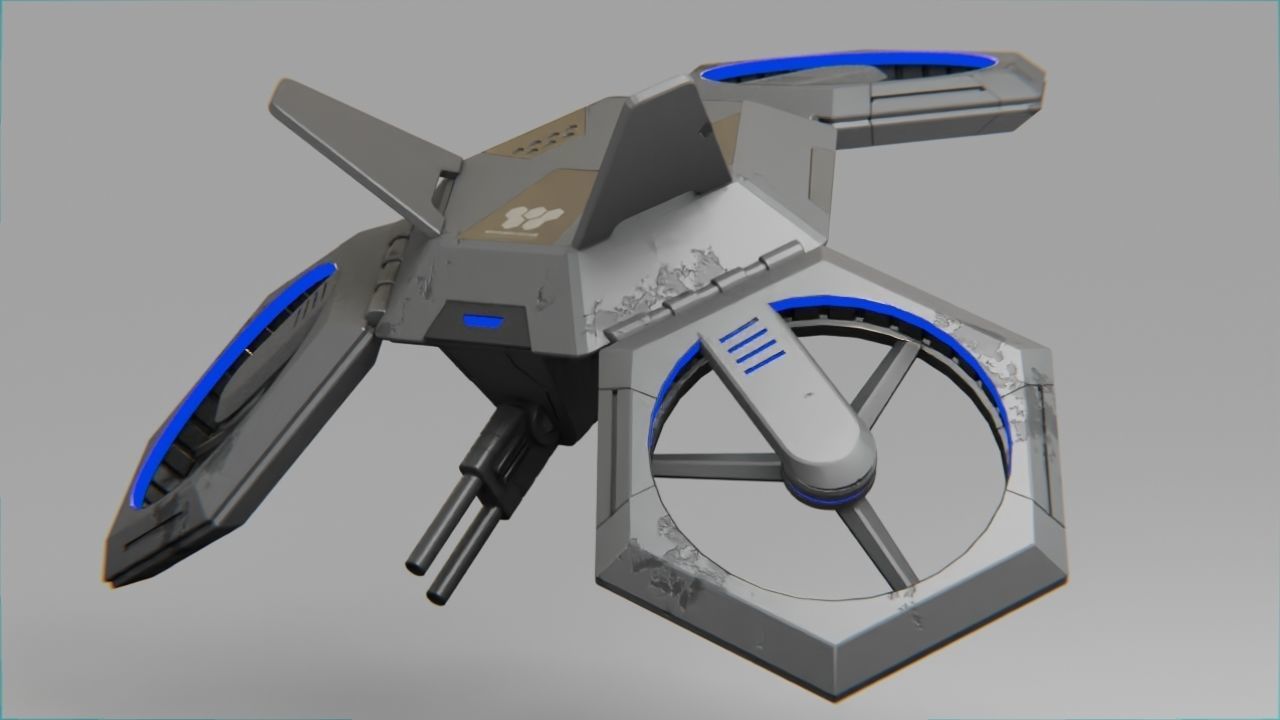 COMBAT DRONE rigged 3D model_11