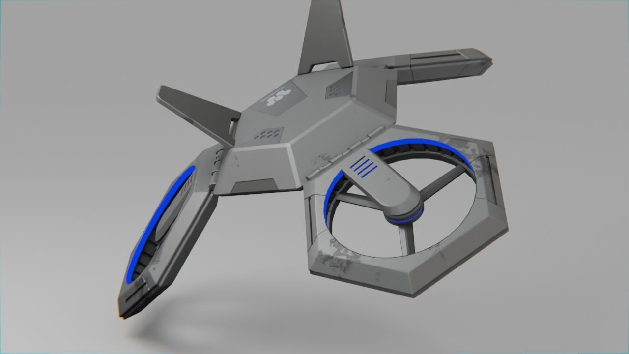 COMBAT DRONE rigged 3D model_5