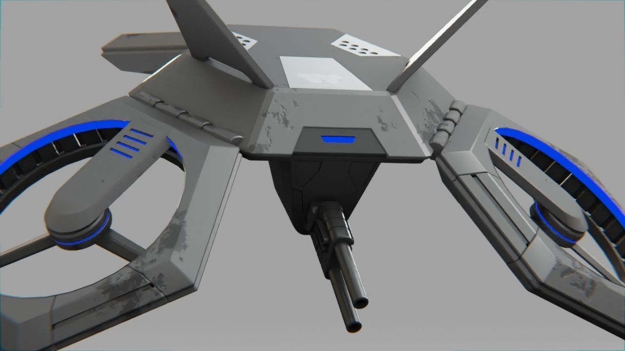 COMBAT DRONE rigged 3D model_19