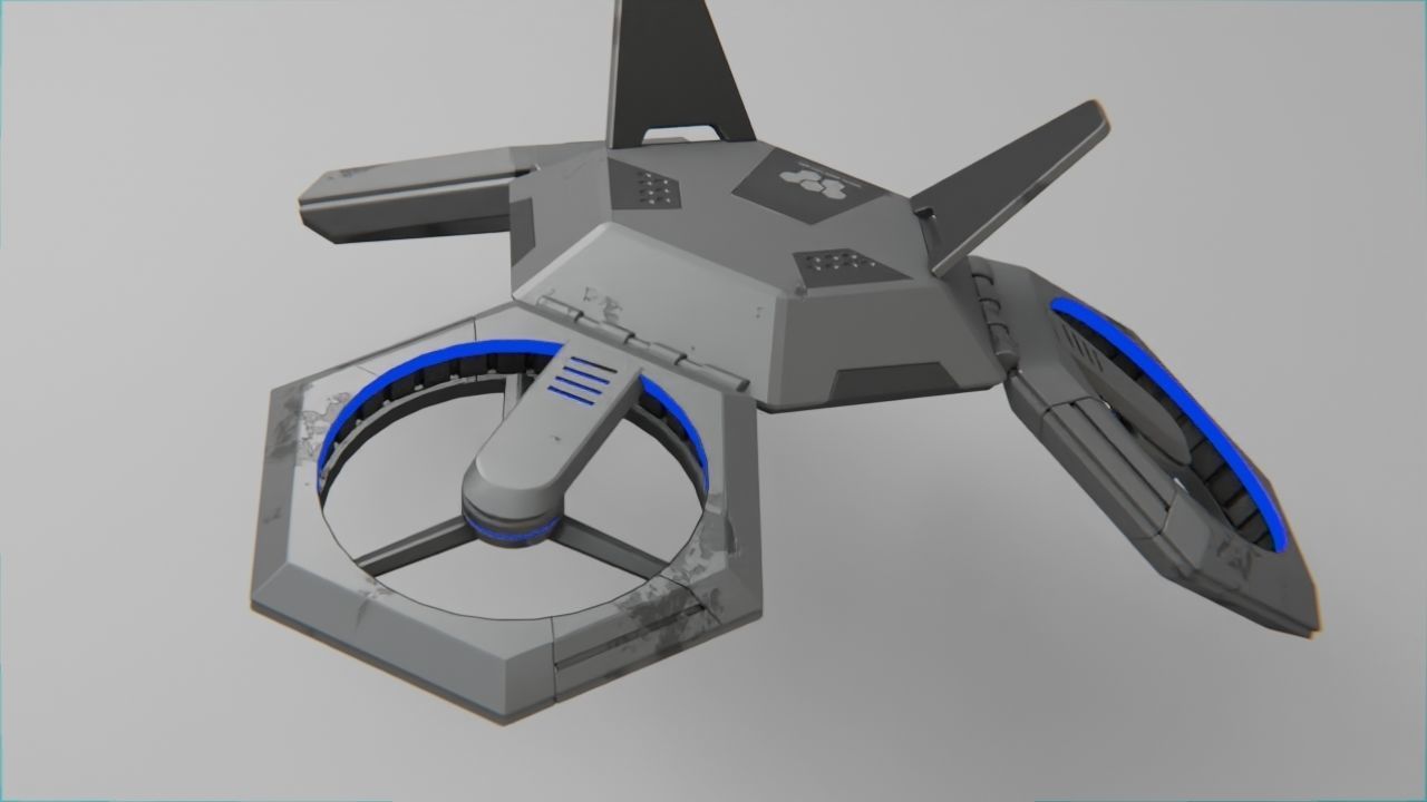 COMBAT DRONE rigged 3D model_16
