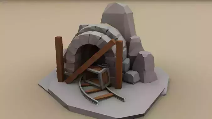 Stone Mine Free low-poly 3D model