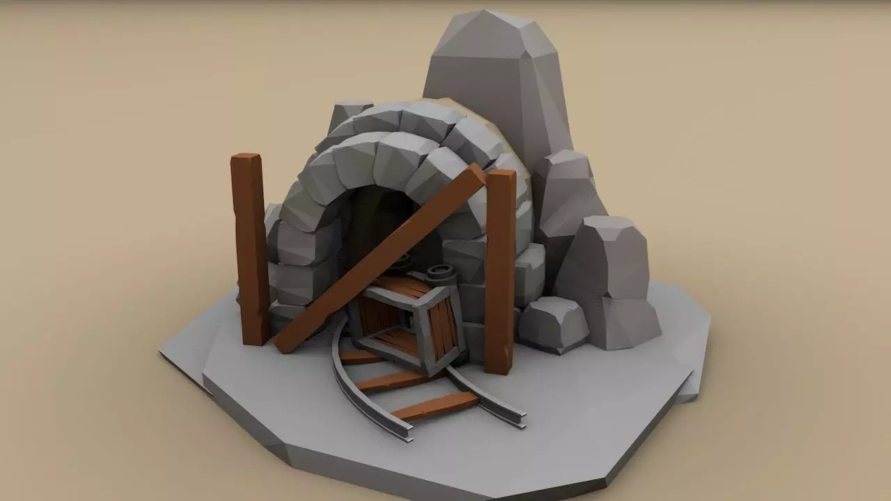 Stone Mine Free low-poly 3D model_0