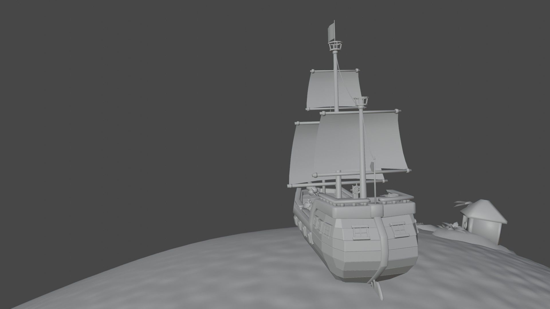Scene and model ship in sea Low-poly 3D model_8