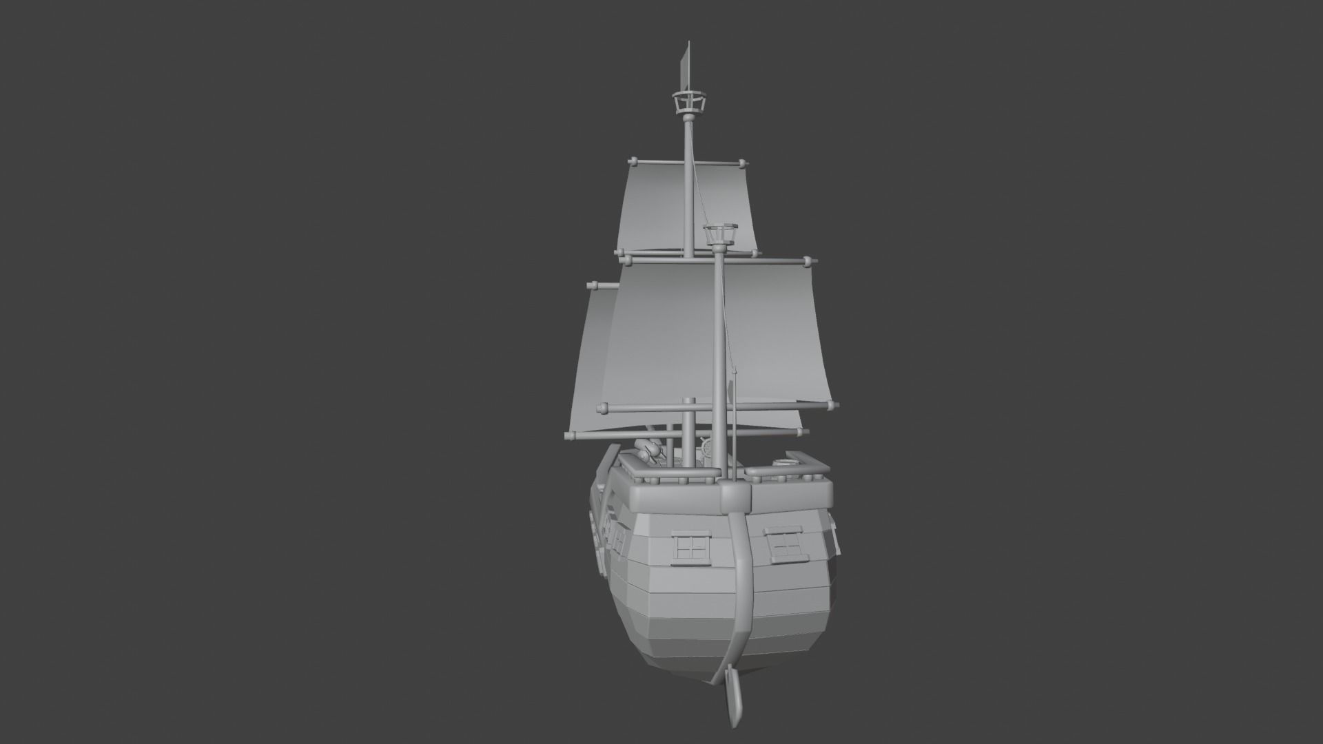 Scene and model ship in sea Low-poly 3D model_16