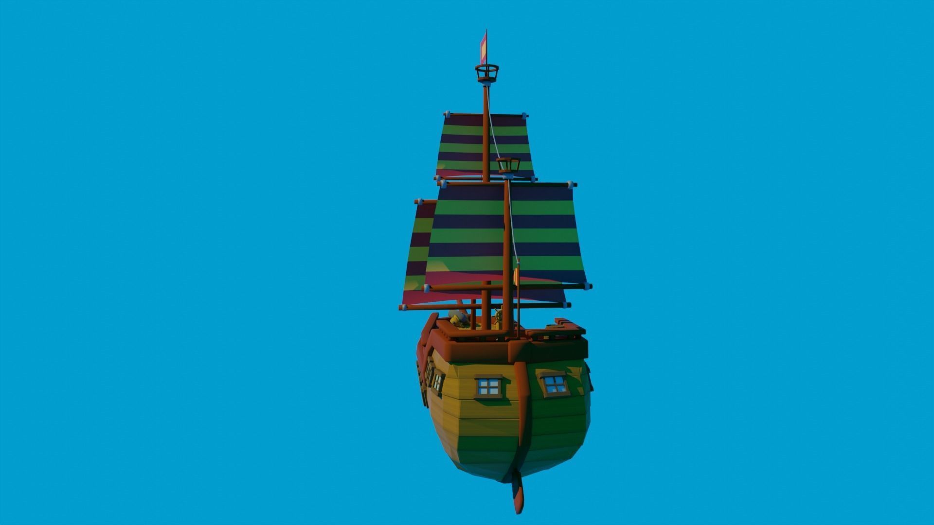 Scene and model ship in sea Low-poly 3D model_12