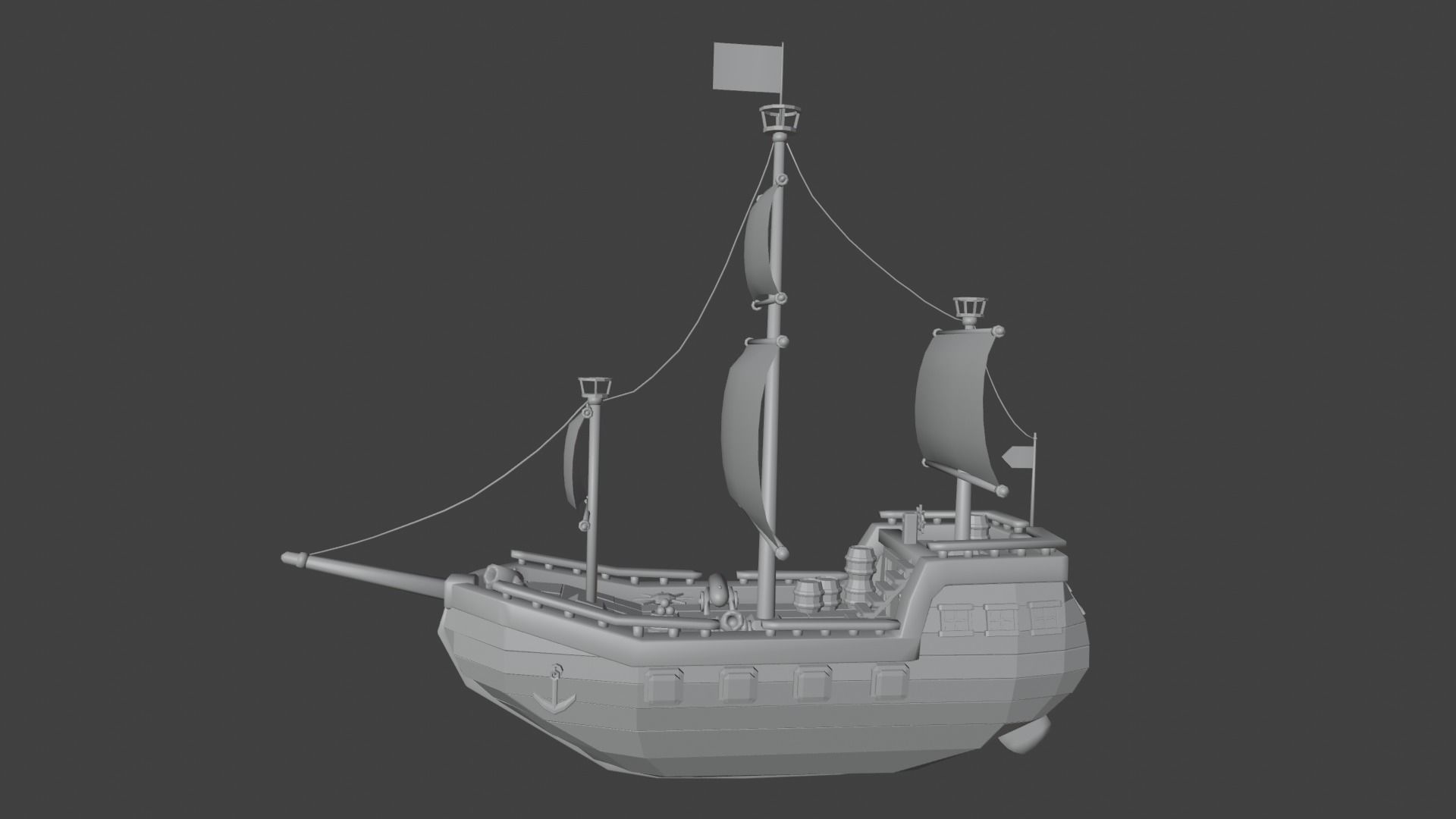 Scene and model ship in sea Low-poly 3D model_14