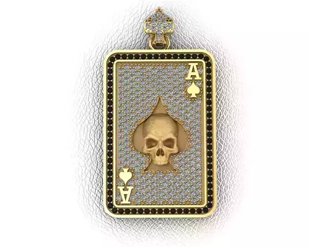 Ace Skull playing card medal 3D print model