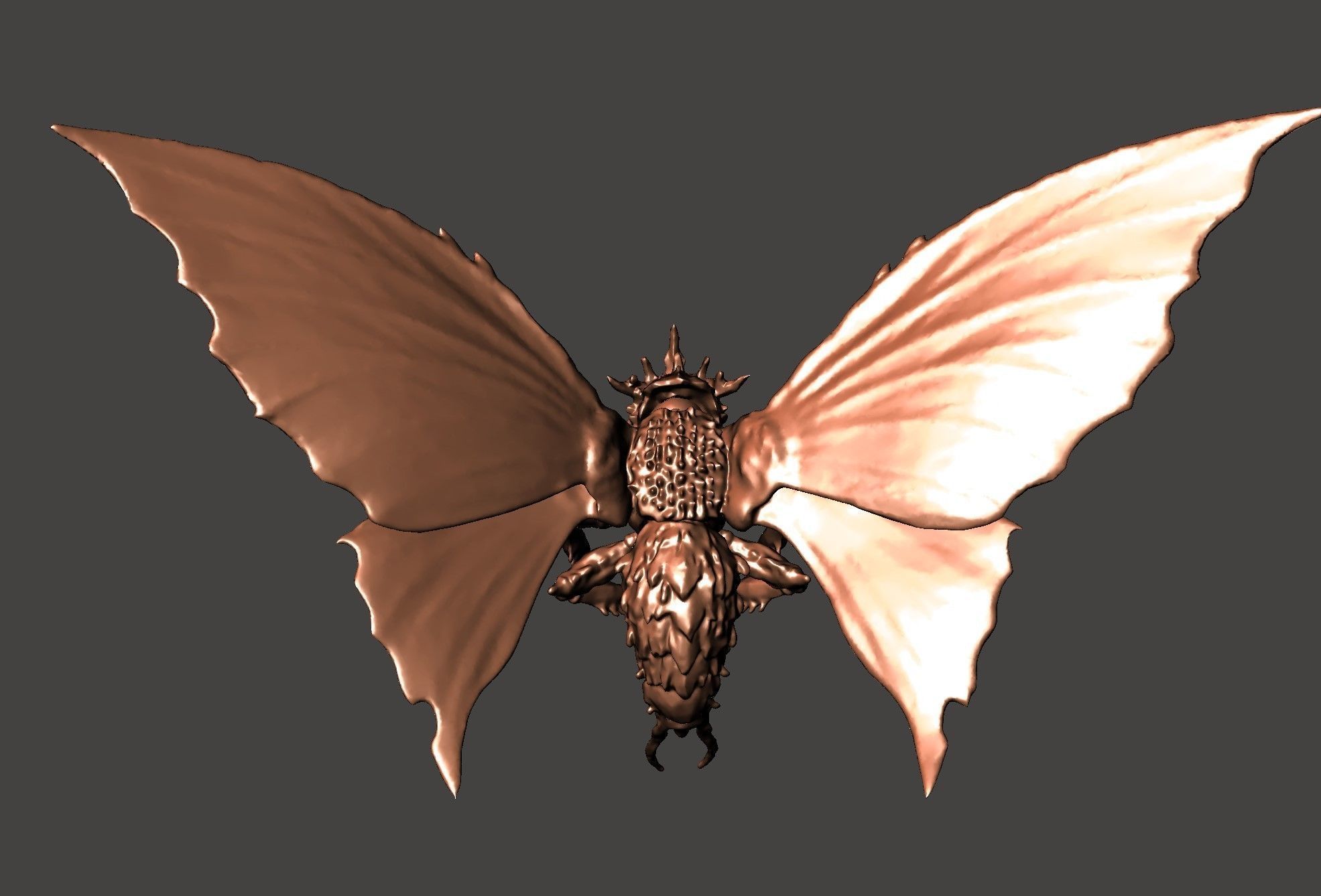 BATTRA GIANT MOTHRA GODZILLA KAIJU FLYING MONSTER- HI-POLY STL 3D print model_3