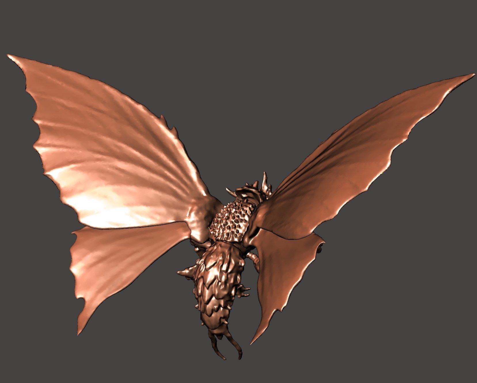 BATTRA GIANT MOTHRA GODZILLA KAIJU FLYING MONSTER- HI-POLY STL 3D print model_7