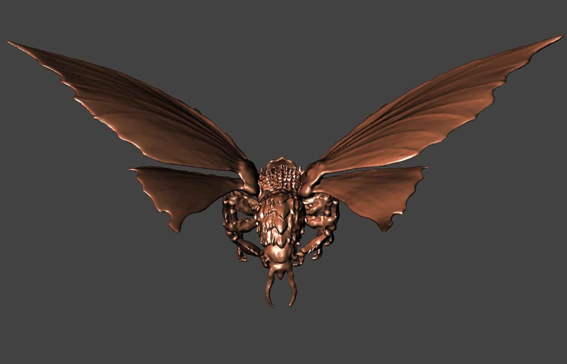 BATTRA GIANT MOTHRA GODZILLA KAIJU FLYING MONSTER- HI-POLY STL 3D print model_22