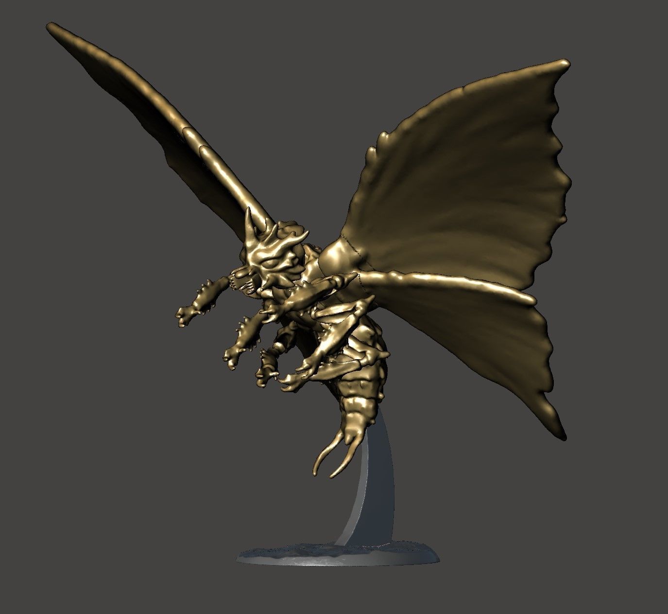 BATTRA GIANT MOTHRA GODZILLA KAIJU FLYING MONSTER- HI-POLY STL 3D print model_9