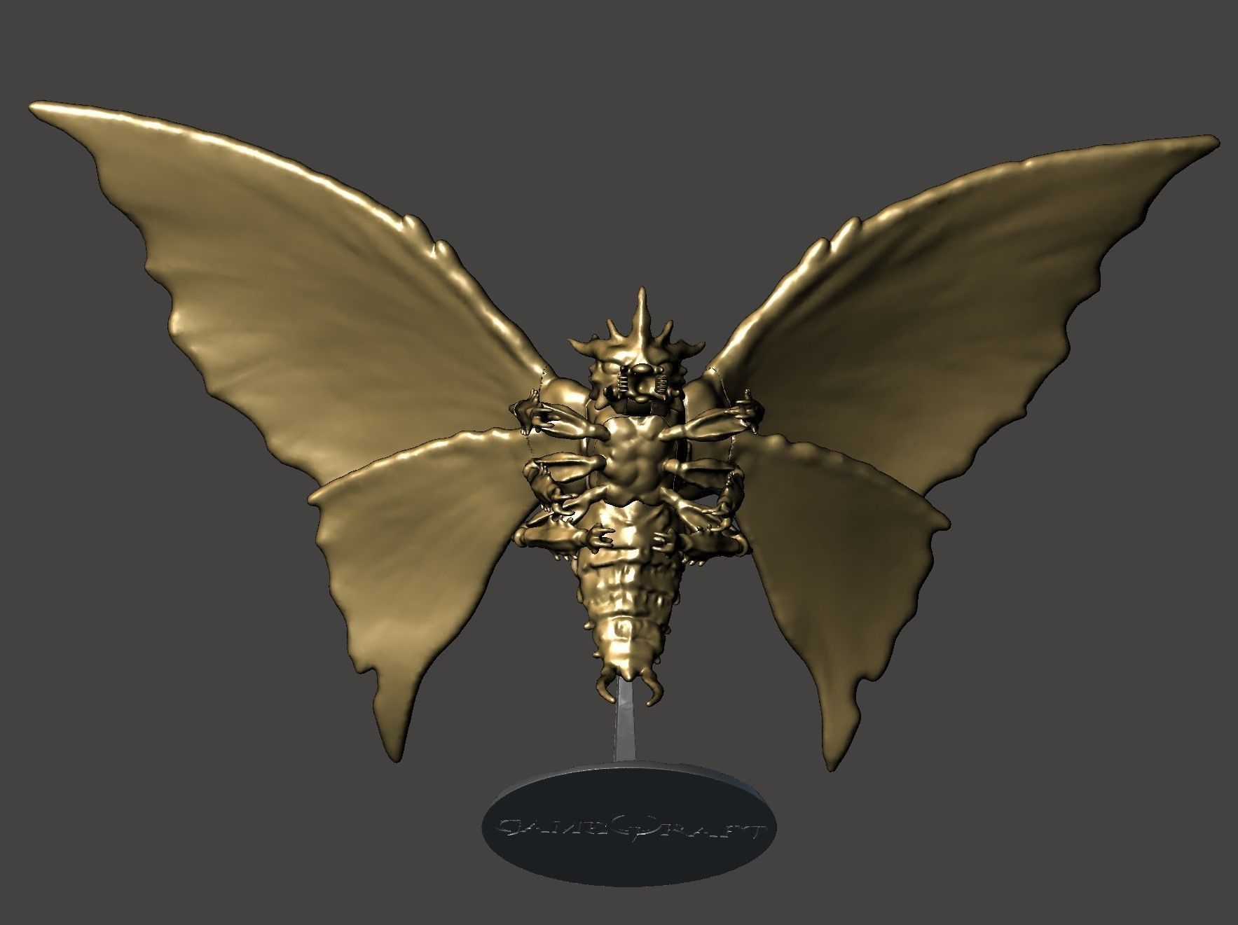 BATTRA GIANT MOTHRA GODZILLA KAIJU FLYING MONSTER- HI-POLY STL 3D print model_11