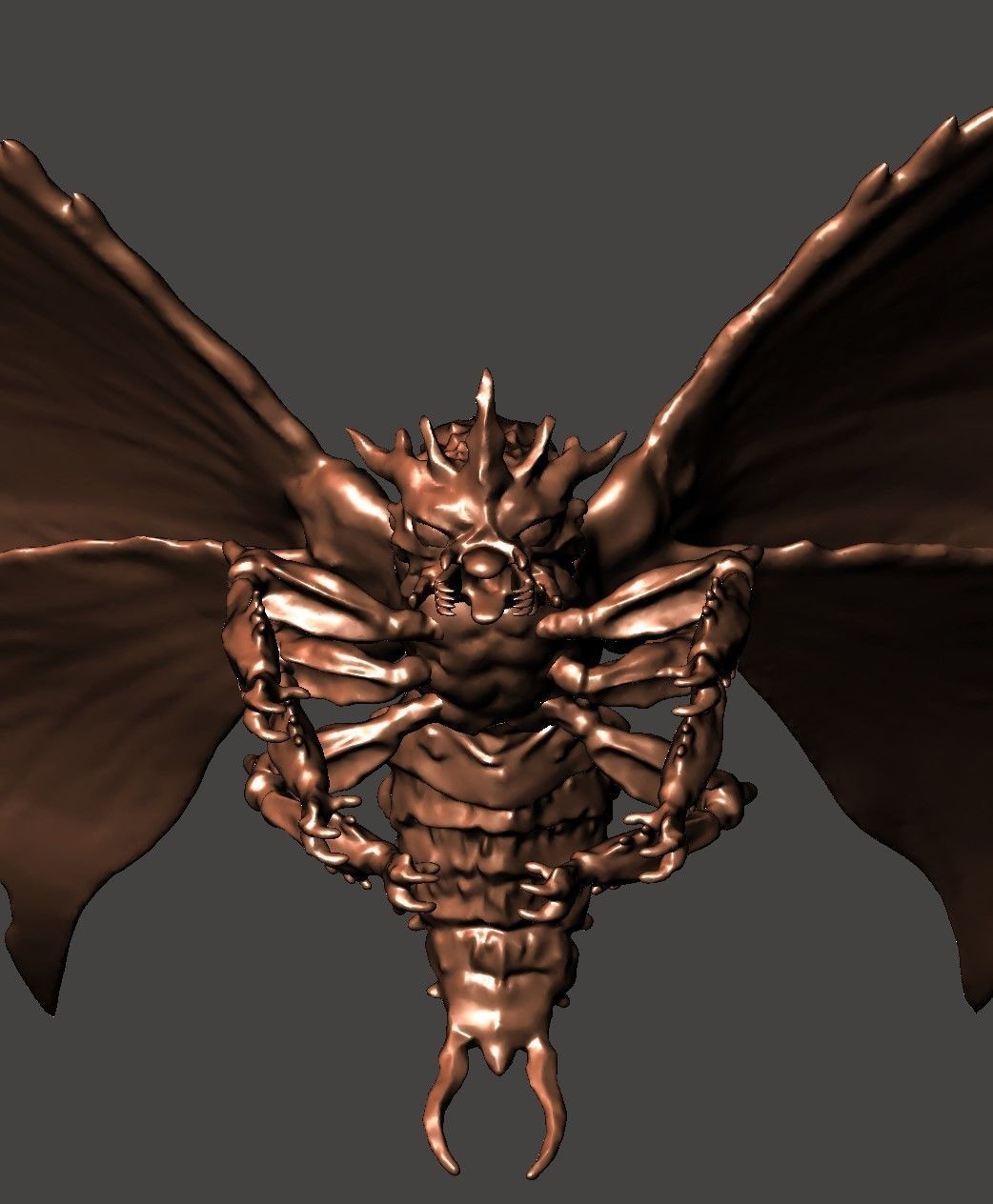 BATTRA GIANT MOTHRA GODZILLA KAIJU FLYING MONSTER- HI-POLY STL 3D print model_2