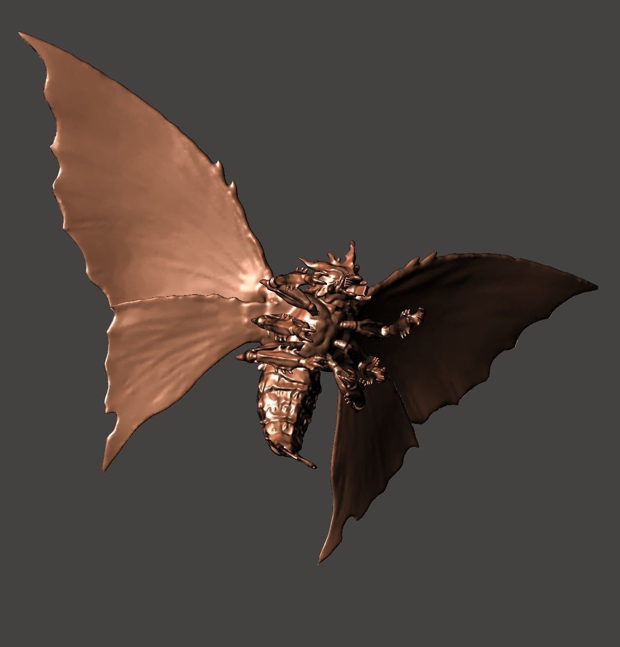 BATTRA GIANT MOTHRA GODZILLA KAIJU FLYING MONSTER- HI-POLY STL 3D print model_26