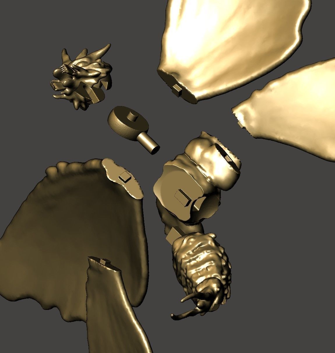 BATTRA GIANT MOTHRA GODZILLA KAIJU FLYING MONSTER- HI-POLY STL 3D print model_14