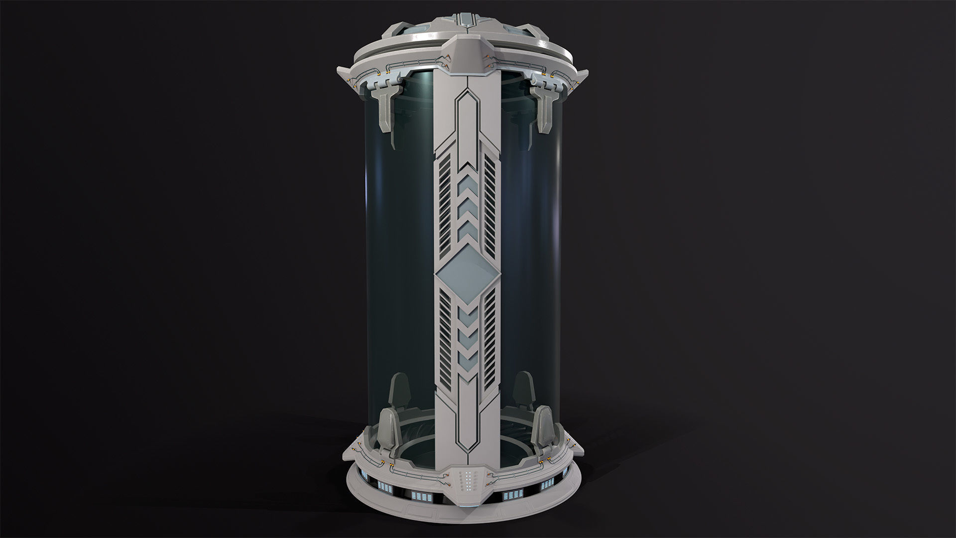 Sci-Fi cryo pod Low-poly 3D model_9