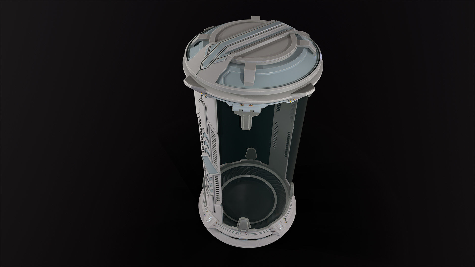 Sci-Fi cryo pod Low-poly 3D model_15