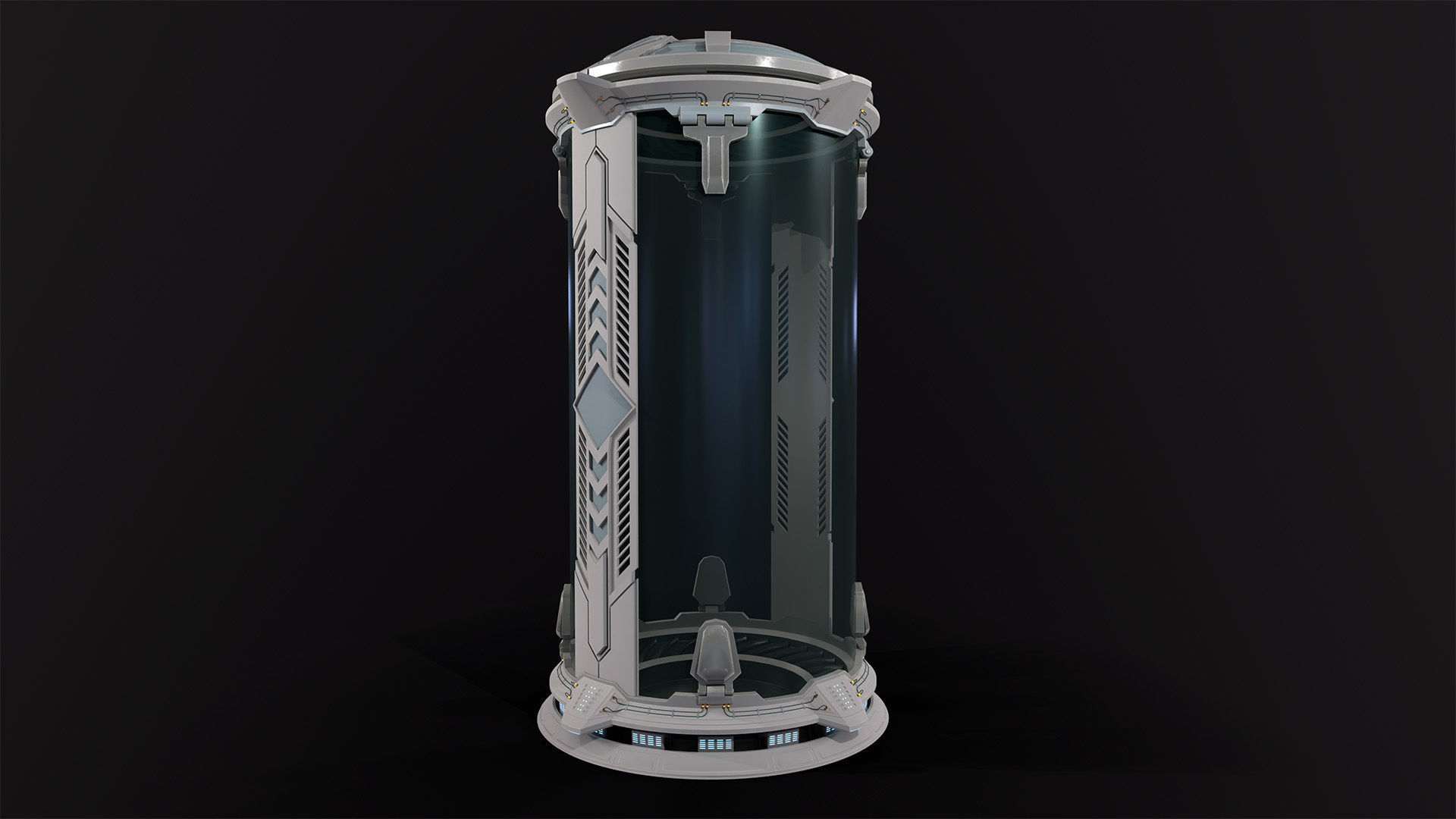 Sci-Fi cryo pod Low-poly 3D model_8