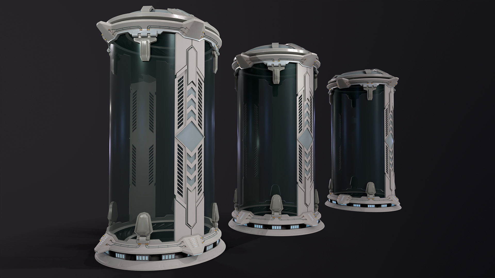 Sci-Fi cryo pod Low-poly 3D model_2