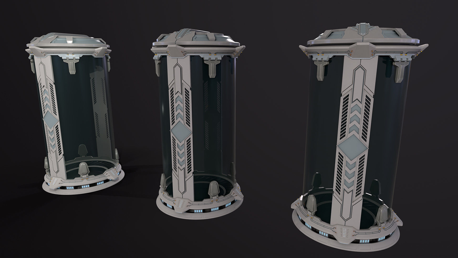 Sci-Fi cryo pod Low-poly 3D model_5