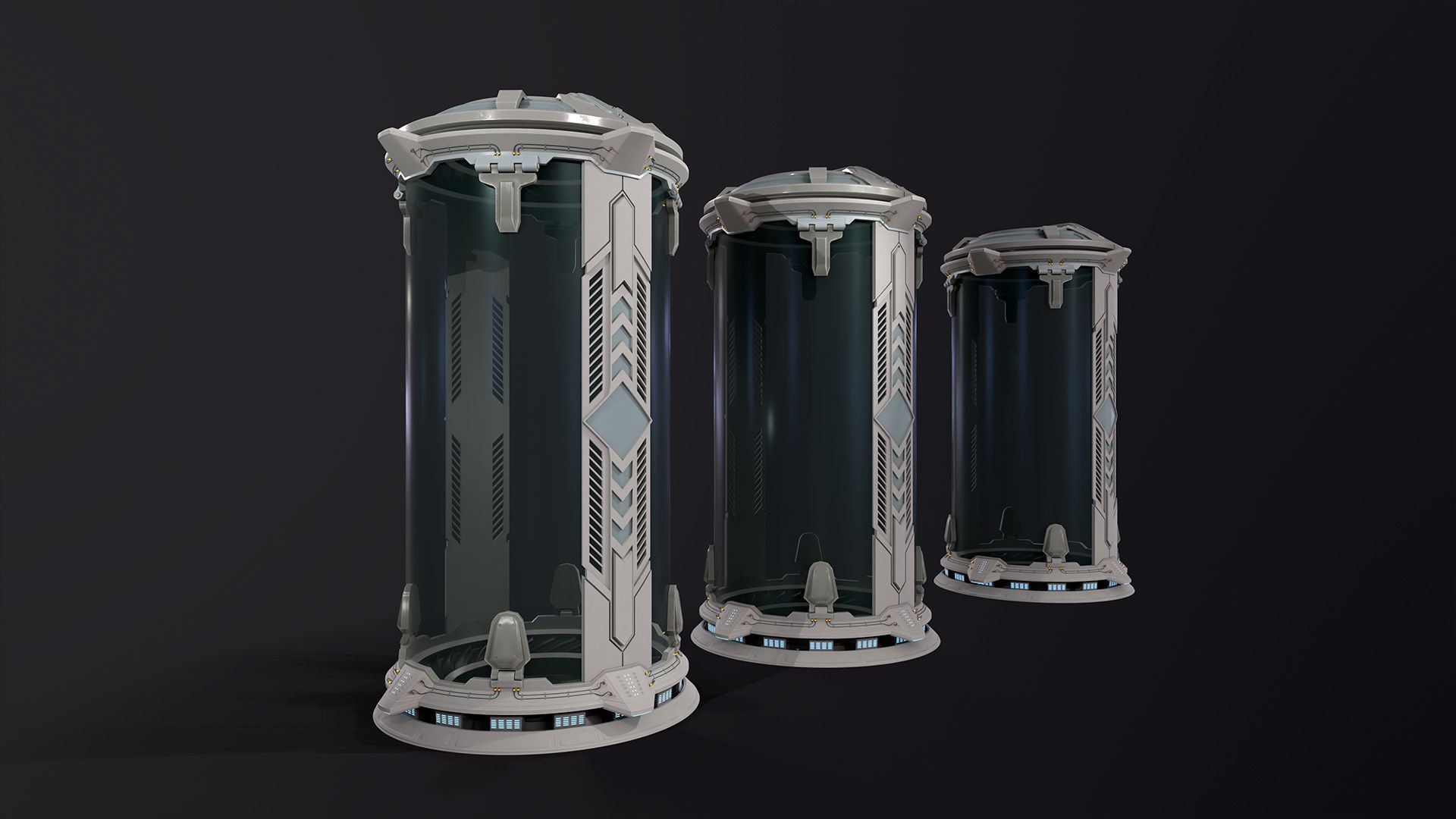 Sci-Fi cryo pod Low-poly 3D model_4