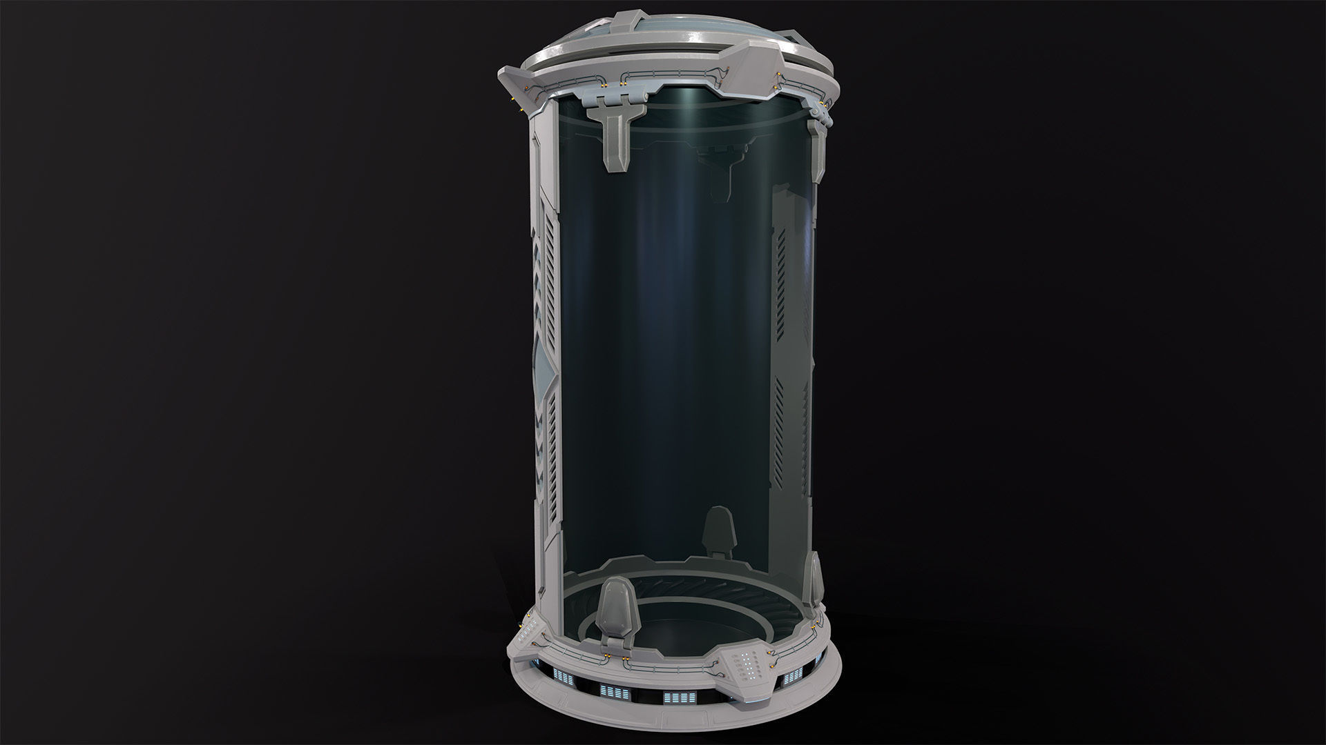 Sci-Fi cryo pod Low-poly 3D model_11