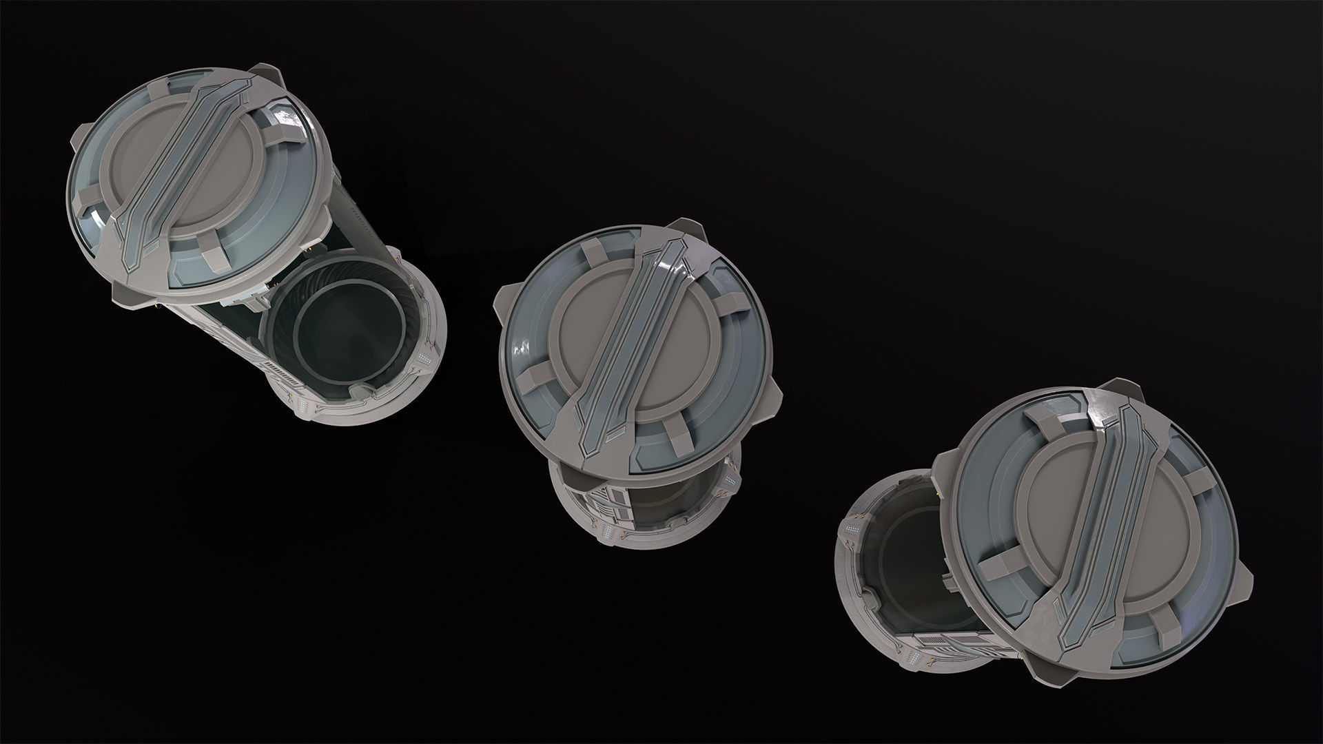 Sci-Fi cryo pod Low-poly 3D model_7