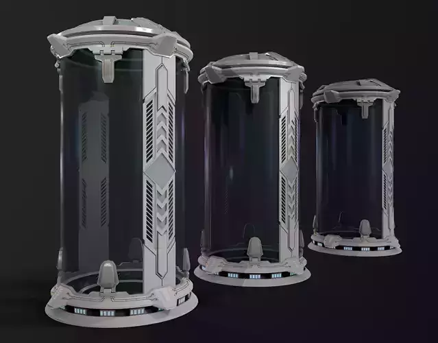 Sci-Fi cryo pod Low-poly 3D model