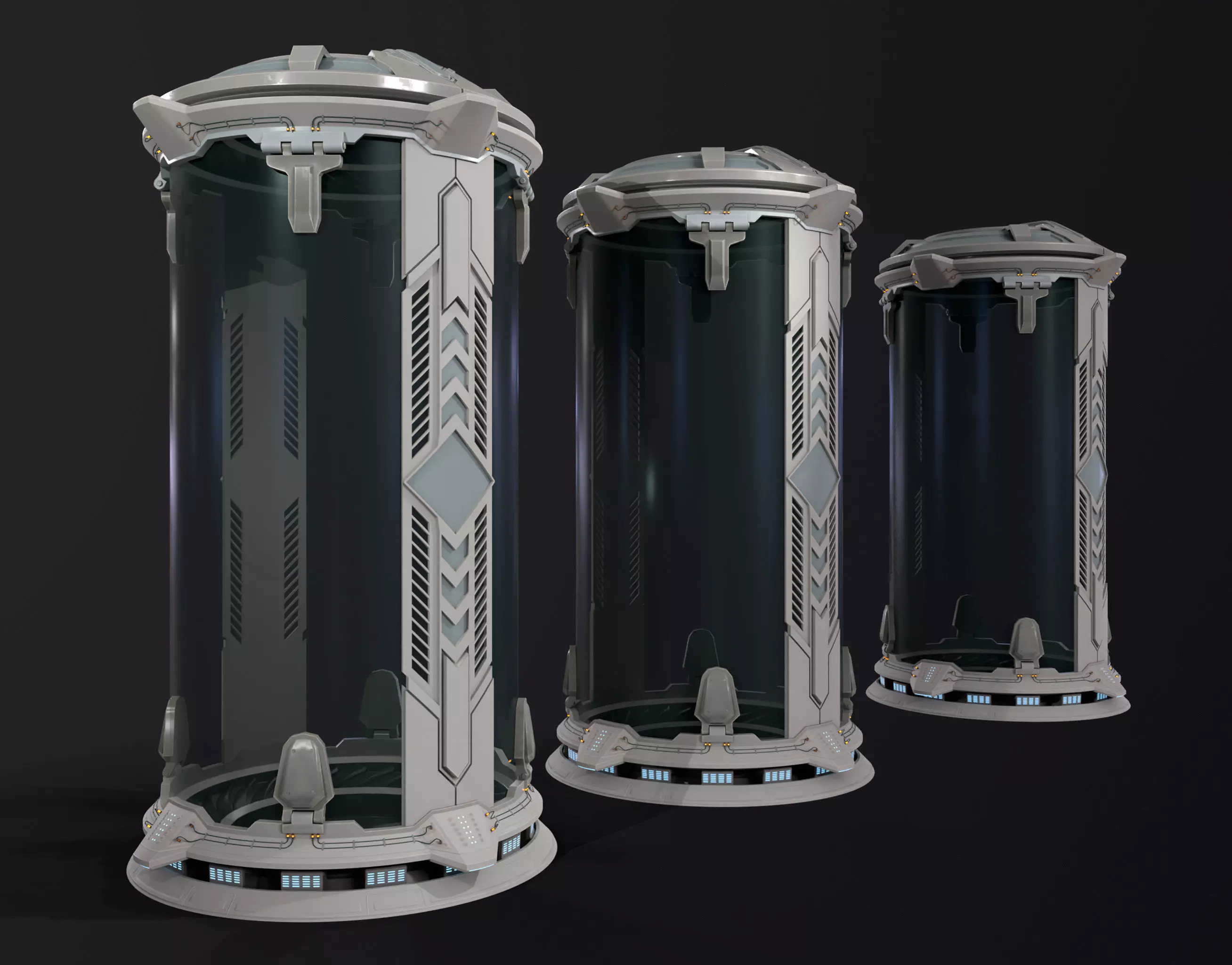 Sci-Fi cryo pod Low-poly 3D model_0