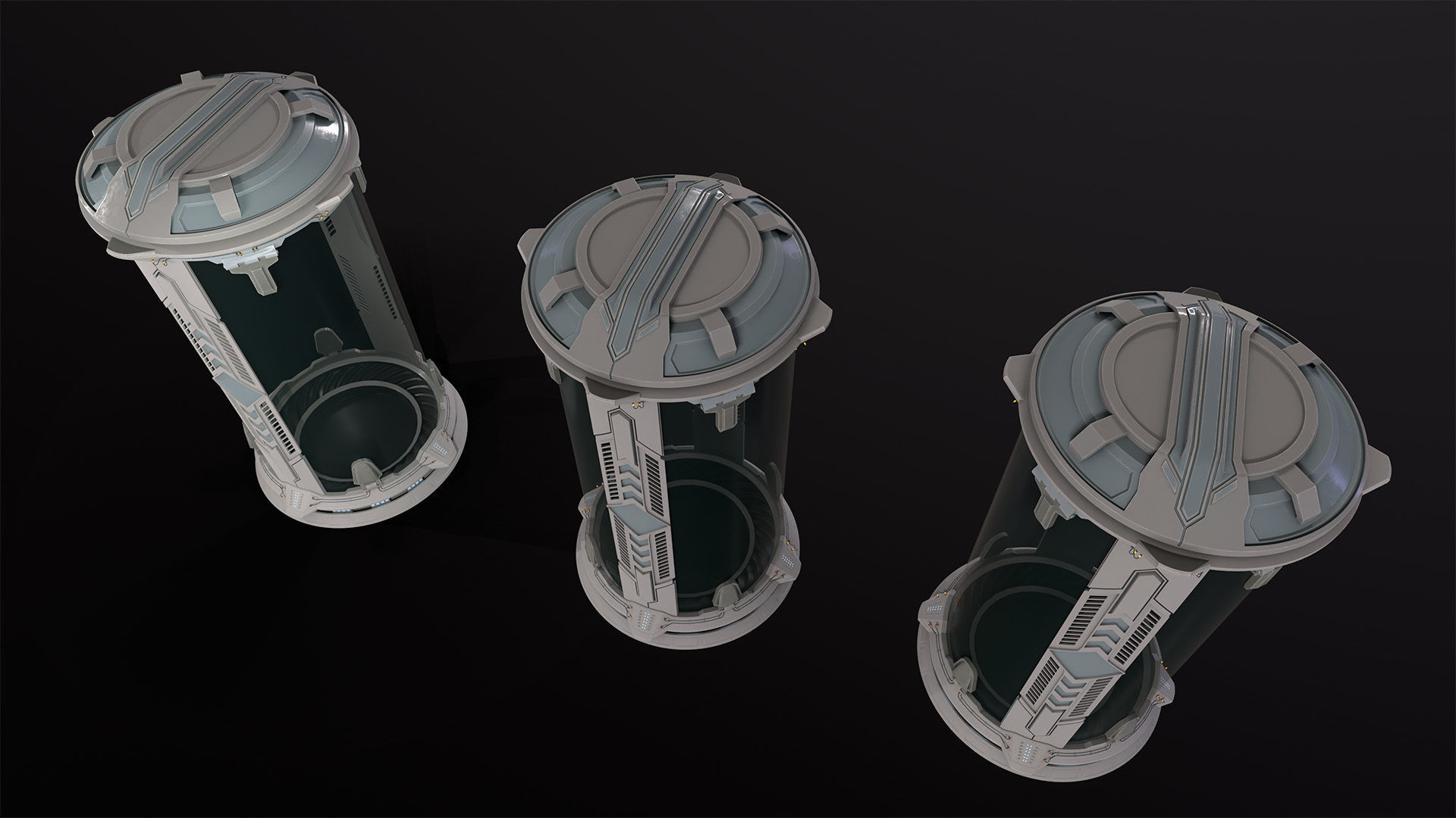 Sci-Fi cryo pod Low-poly 3D model_6