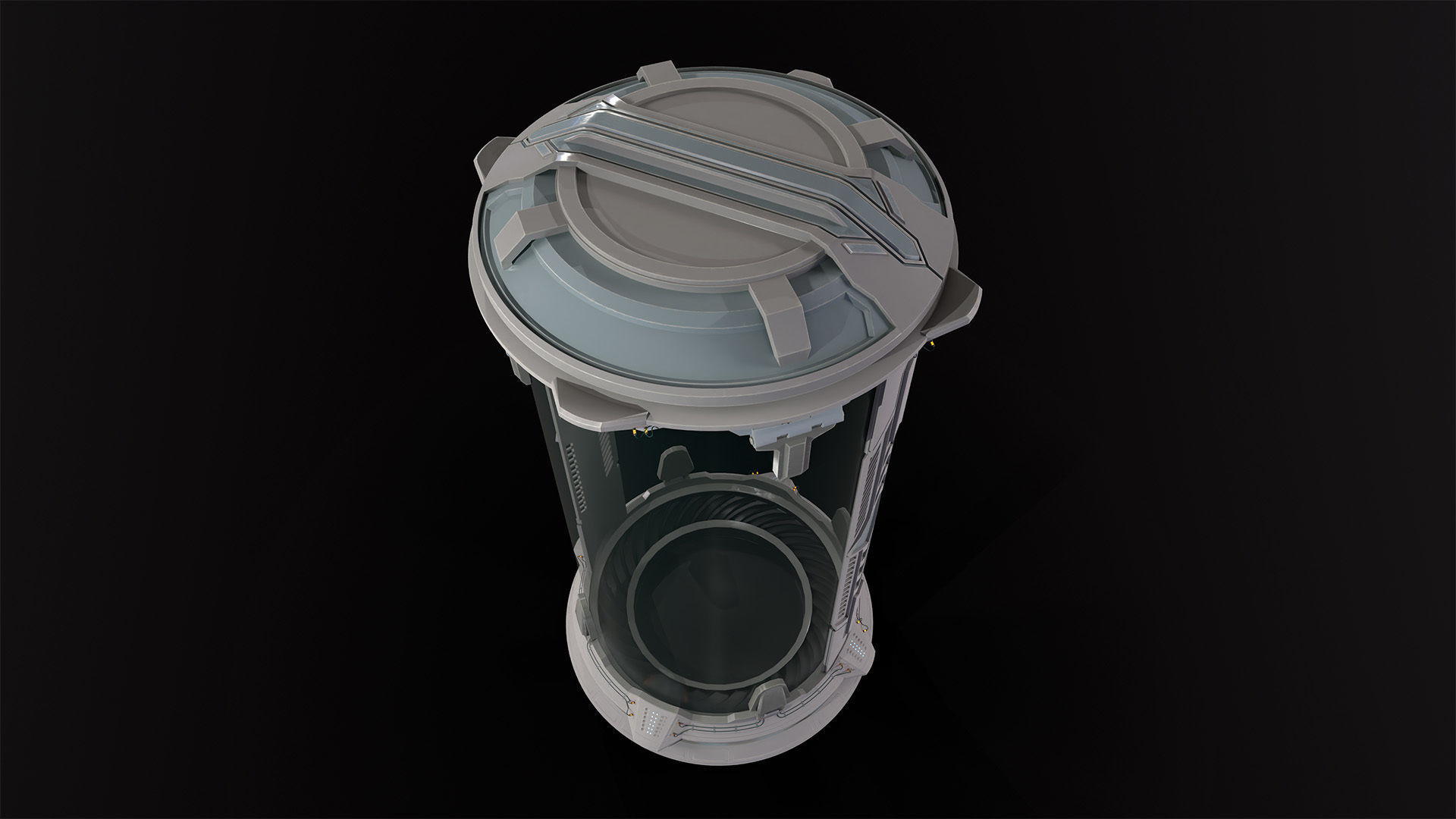 Sci-Fi cryo pod Low-poly 3D model_14