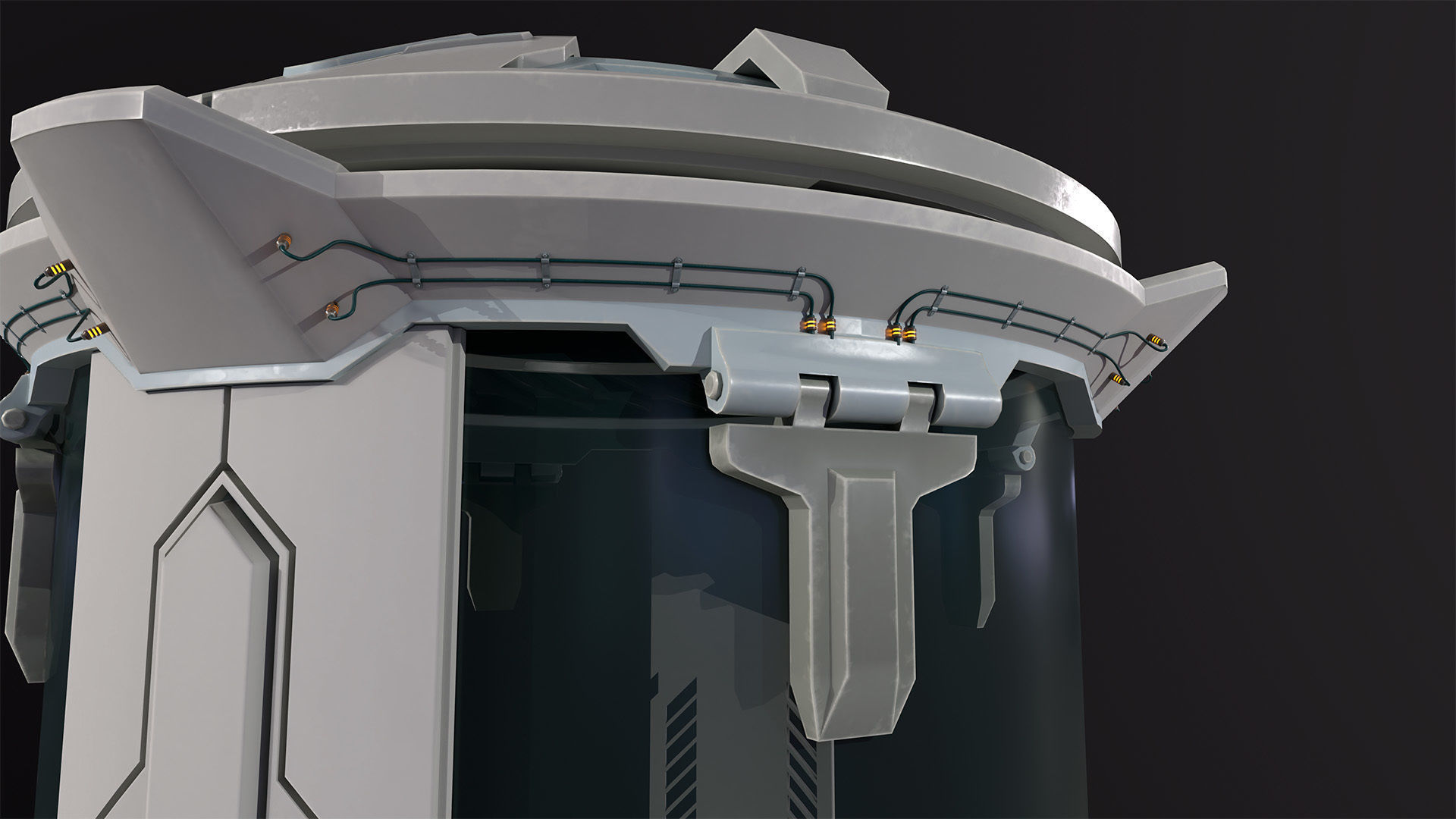 Sci-Fi cryo pod Low-poly 3D model_17