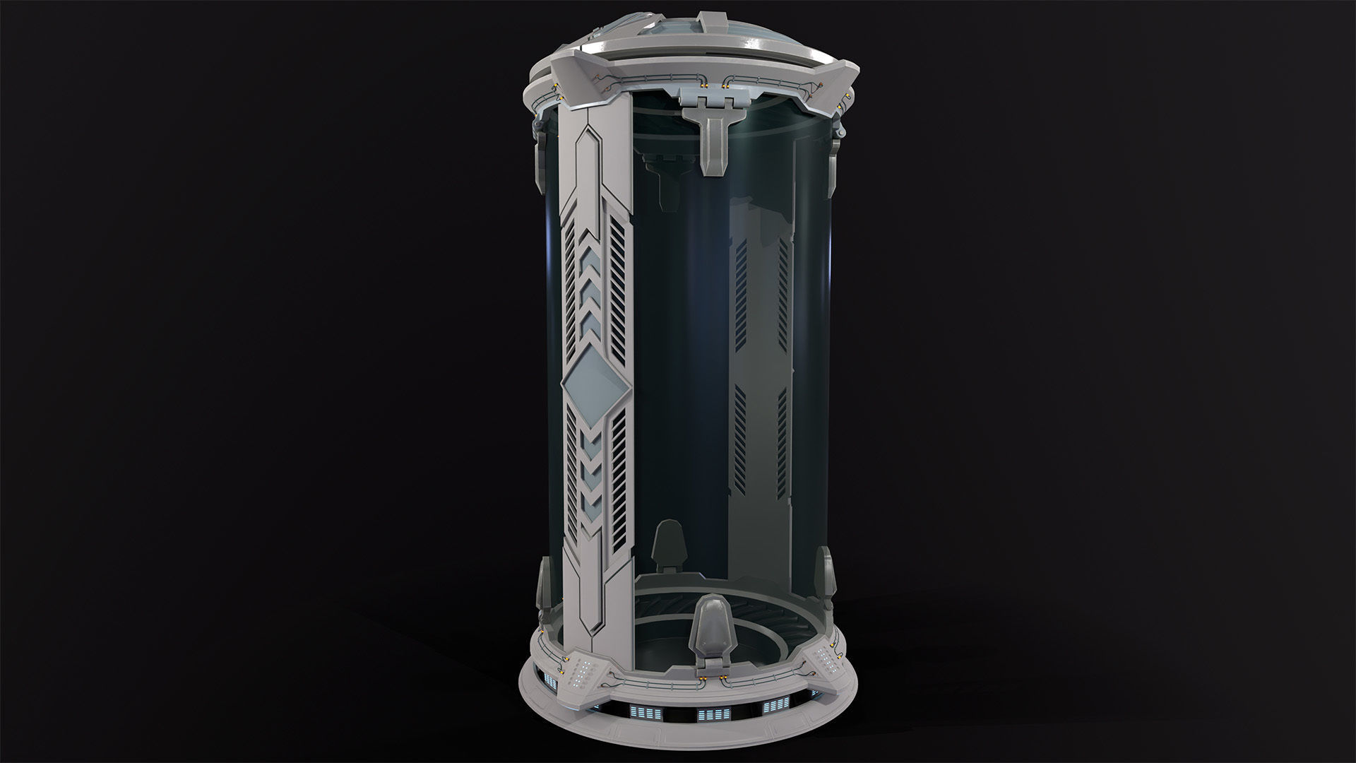 Sci-Fi cryo pod Low-poly 3D model_10