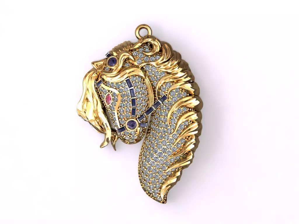 Horse necklace 3D print model_0