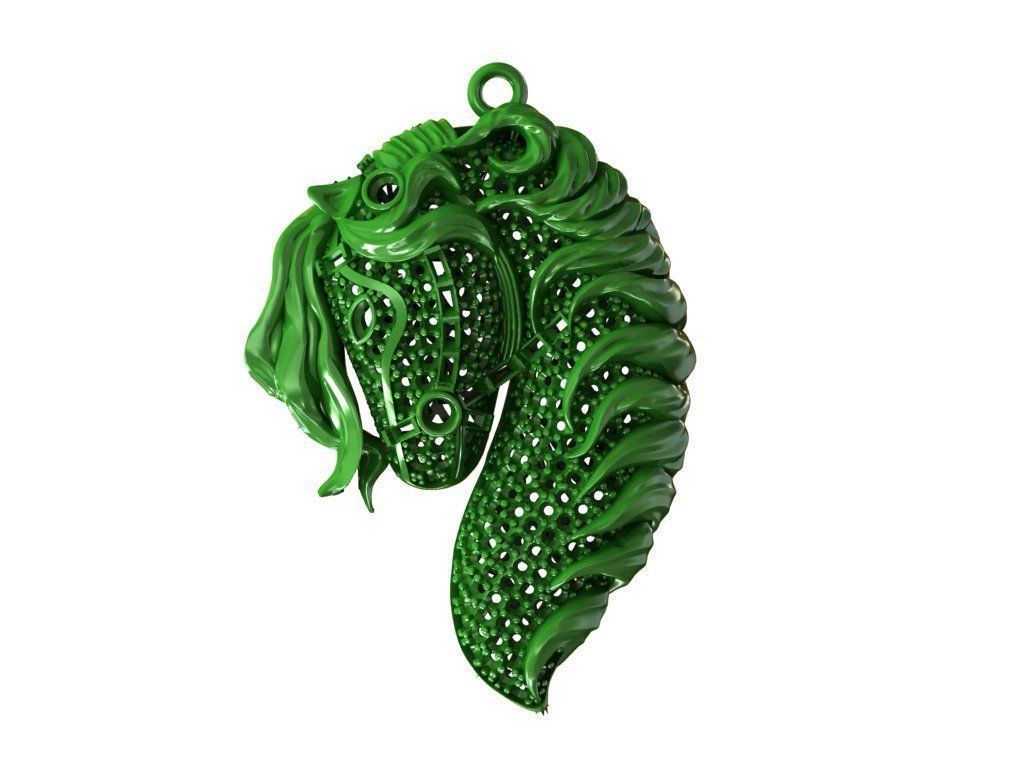 Horse necklace 3D print model_2